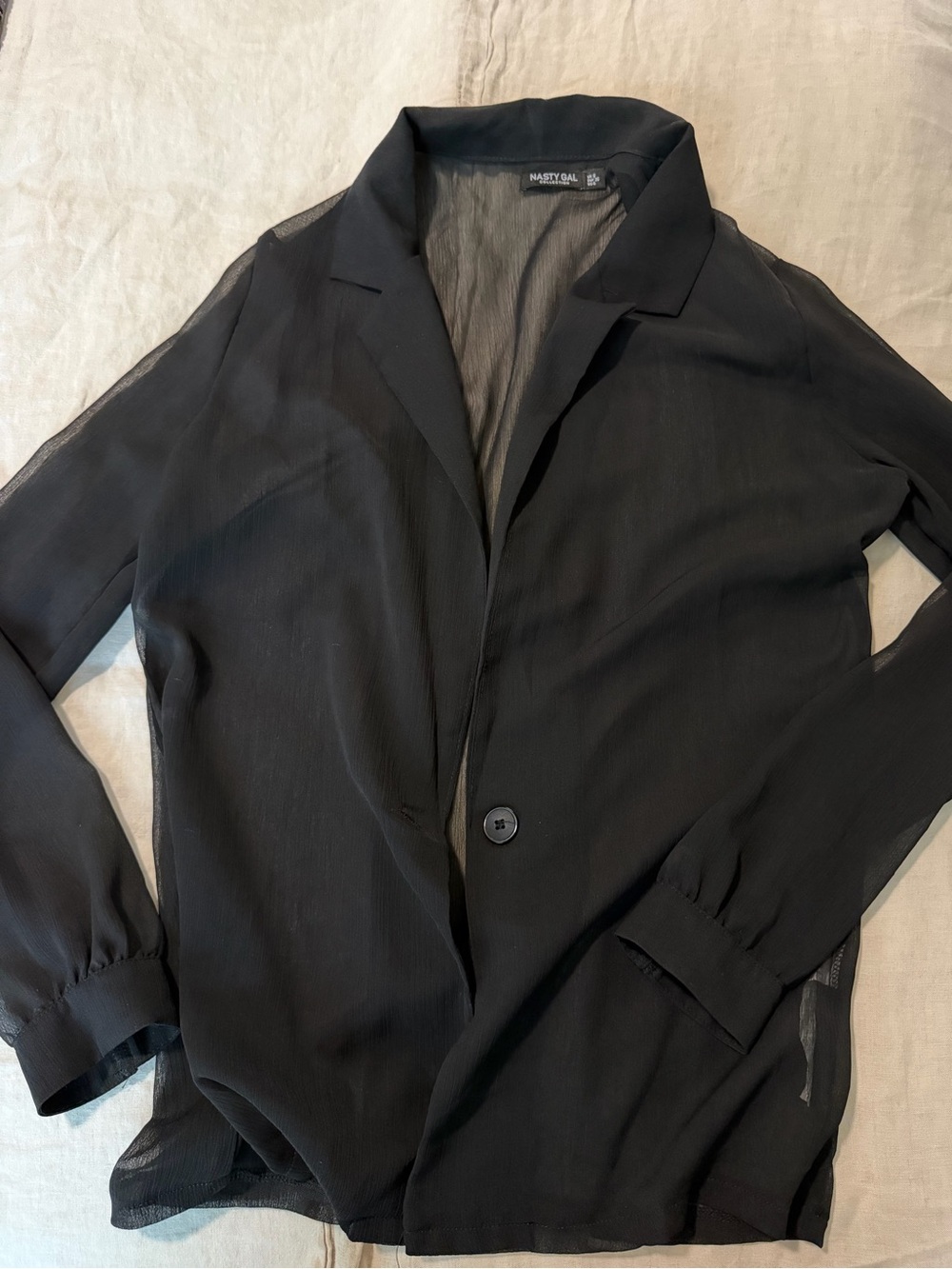 Nasty Gal Black Sheer Button Blazer Jacket